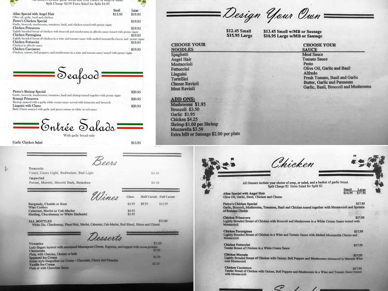 Pietro's Italian Restaurant Menu