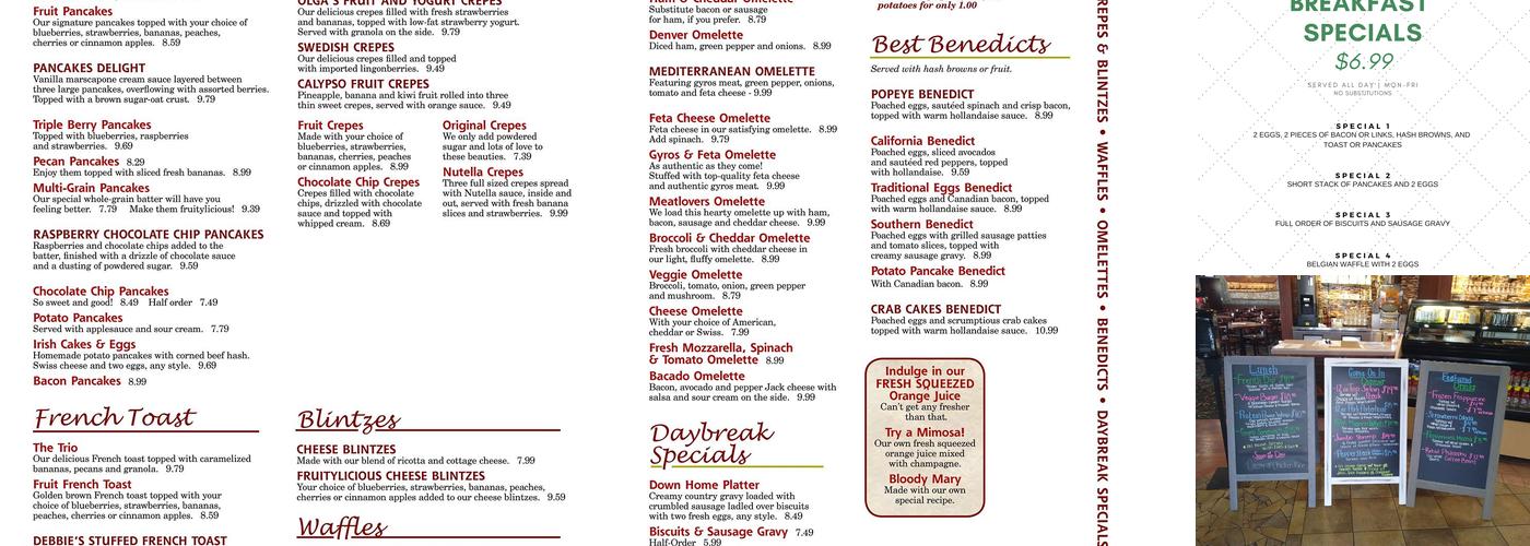 Plainfield's Delight Menu