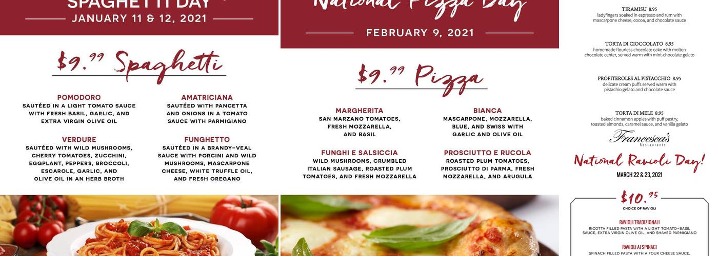 Francesca's Passaggio Menu