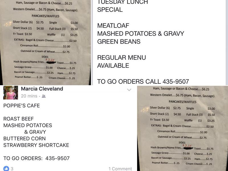 Poppie's Coffee Corner Menu