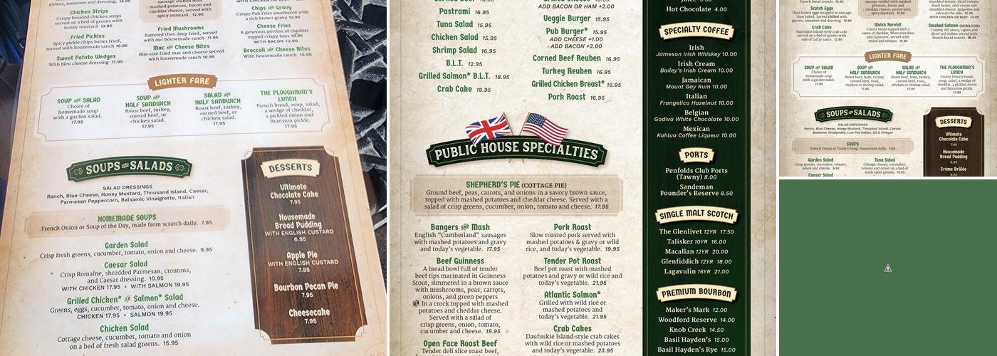 Six Pence Pub Menu