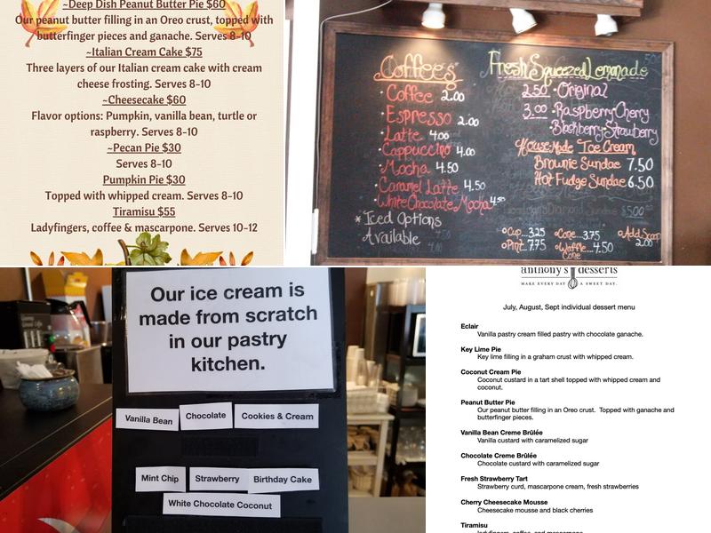 Anthony's Desserts Menu