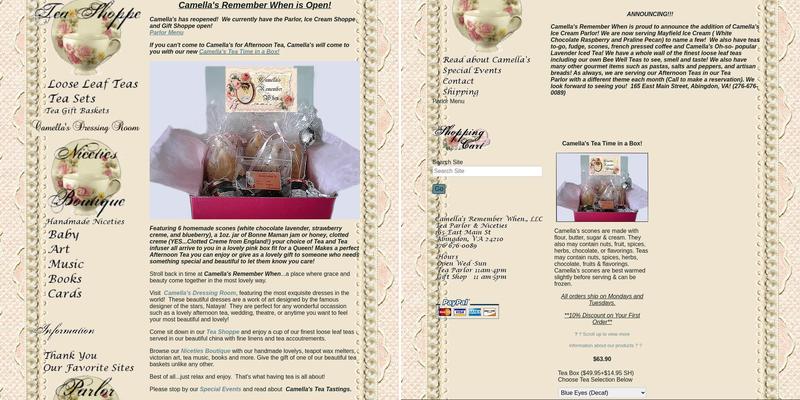 Camella's Remember When Tea Menu