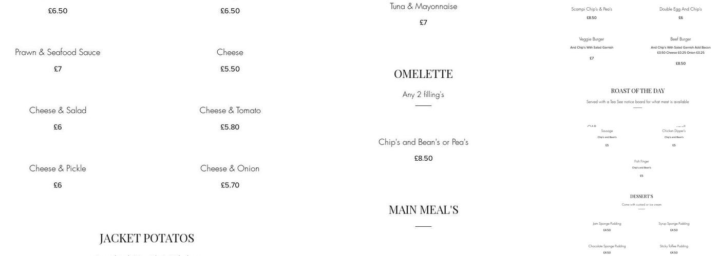 The Town House Cafe Menu