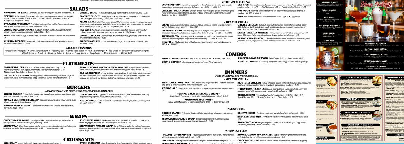 Grinders Above & Beyond of Minerva Menu