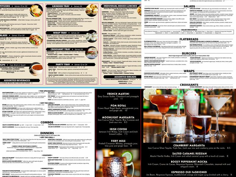 Grinders Above & Beyond of Minerva Menu