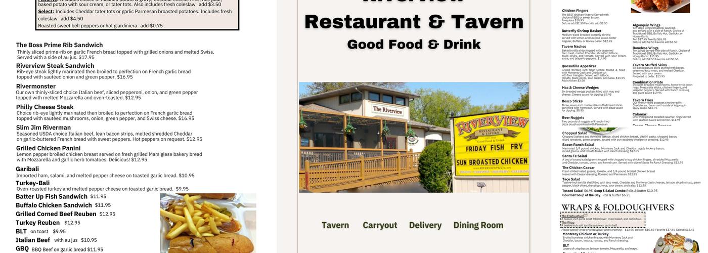 Riverview Restaurant & Tavern Menu