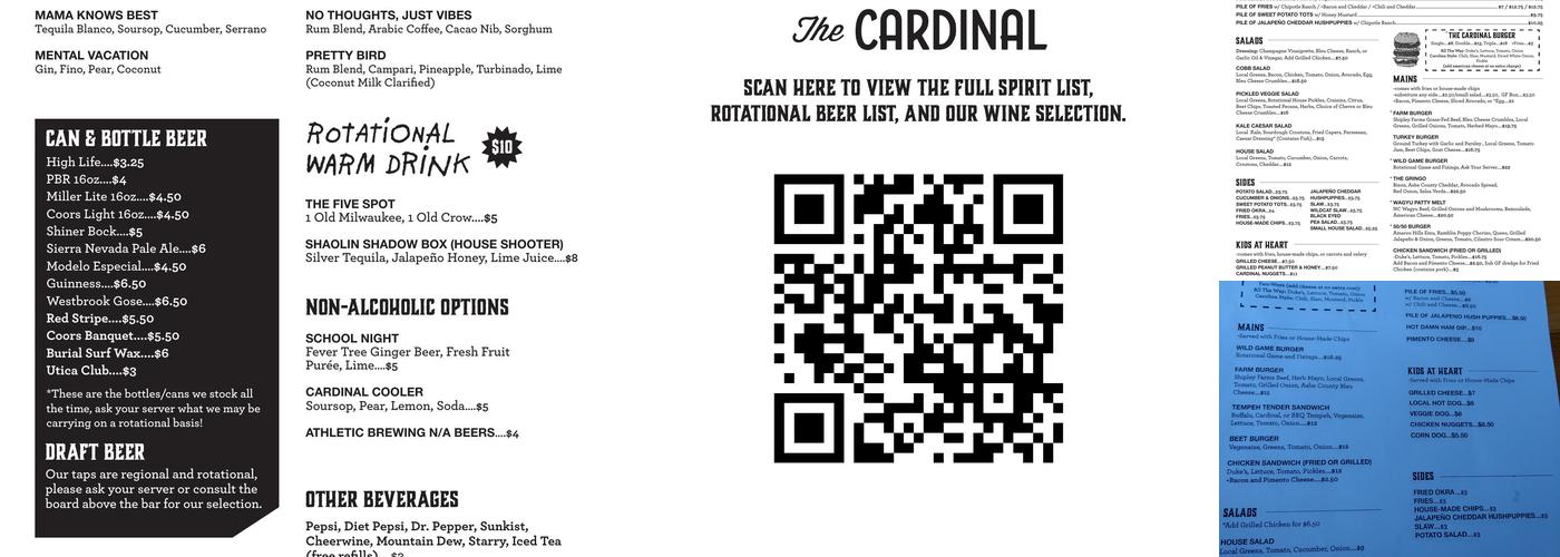 The Cardinal Menu