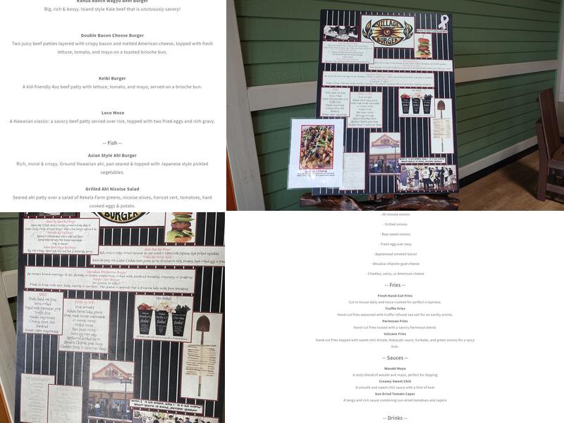 Village Burger Waimea Menu
