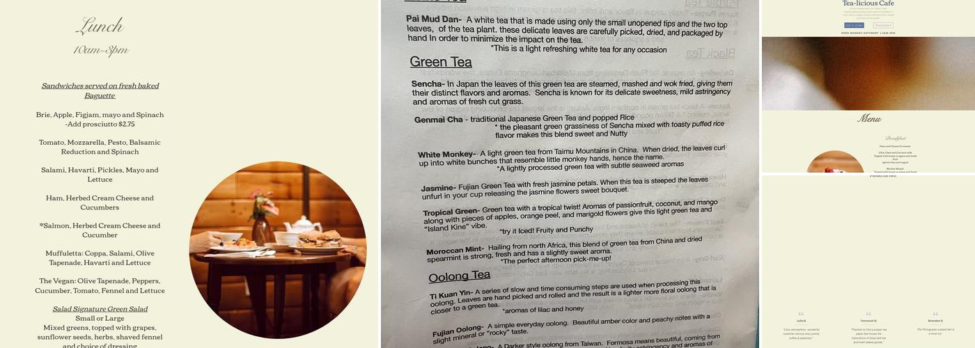 Tea:licious Cafe Menu