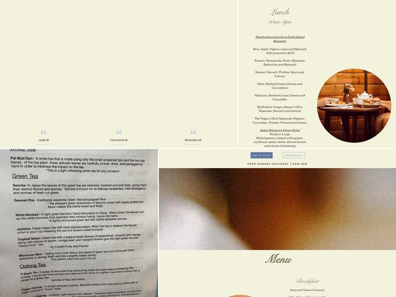 Tea:licious Cafe Menu