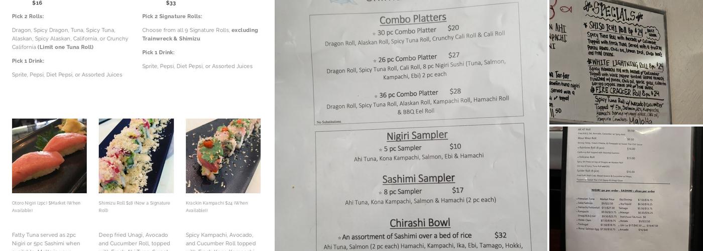 Shimaichi Sushi Kona Menu