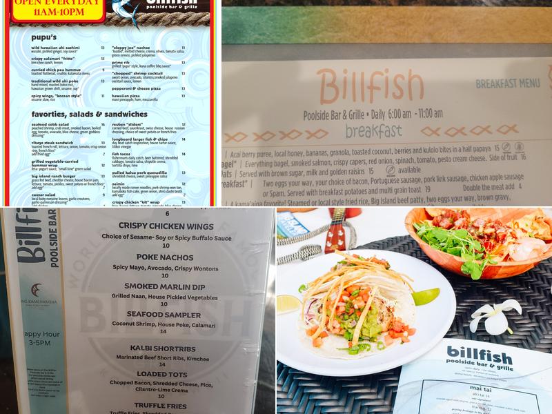 Billfish Poolside Bar & Grille Menu
