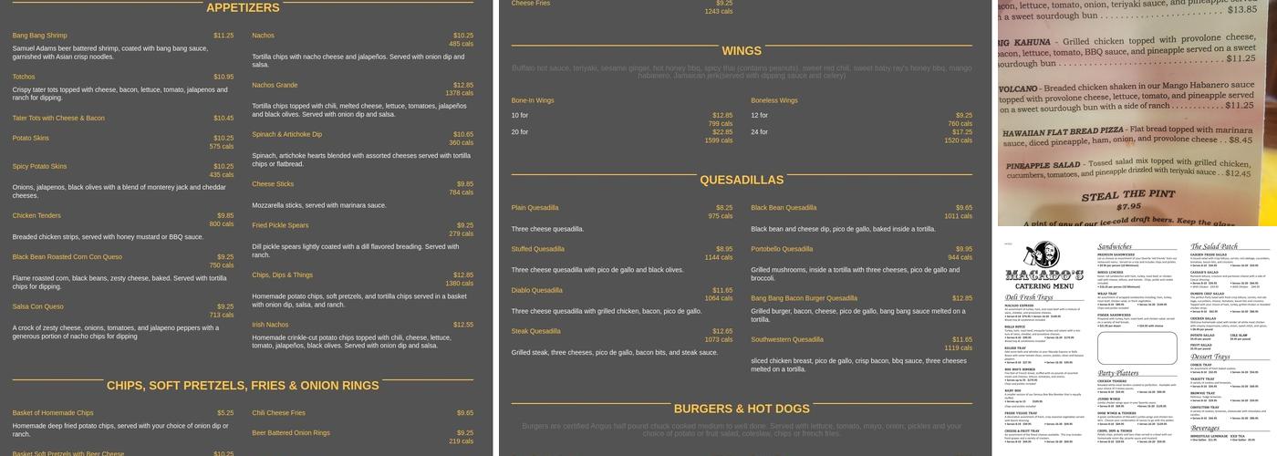 Macado's Menu