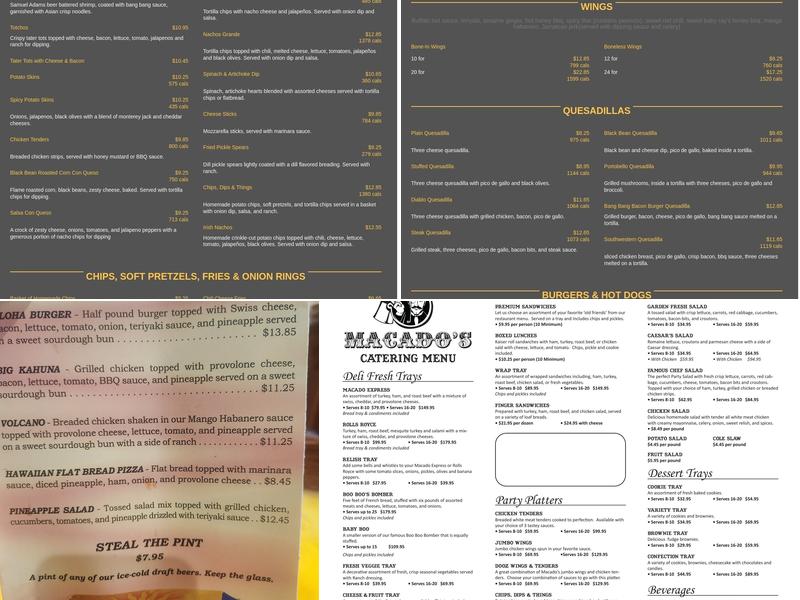 Macado's Menu