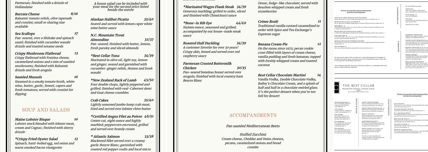 The Best Cellar Menu