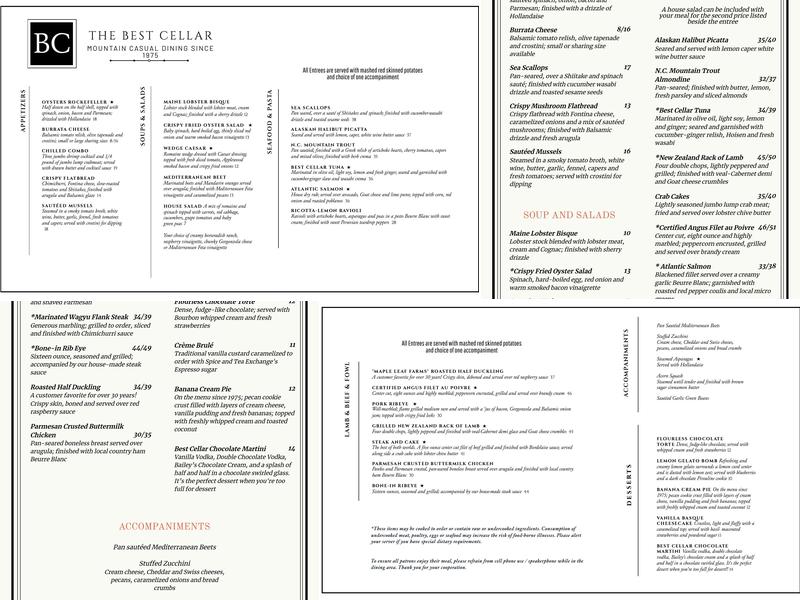 The Best Cellar Menu