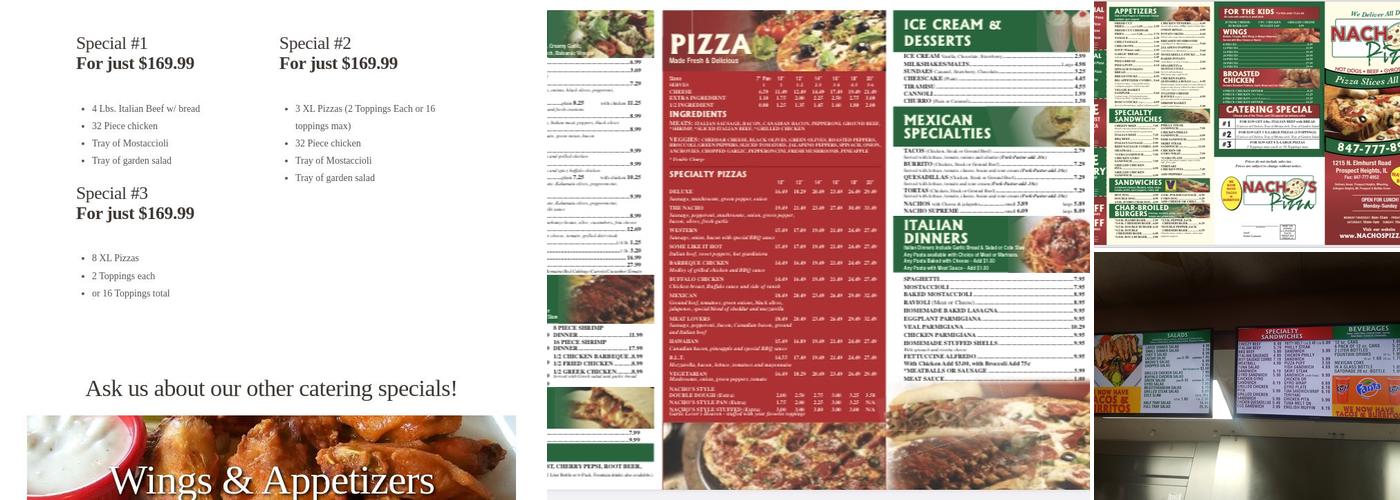 Nacho's Pizza Menu