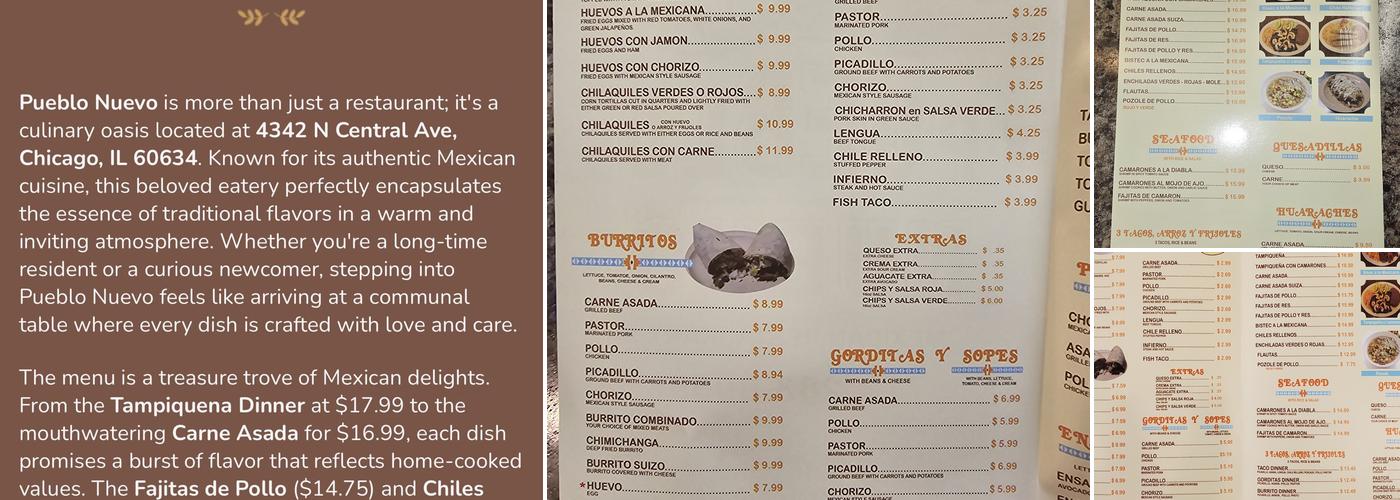 Pueblo Nuevo Menu