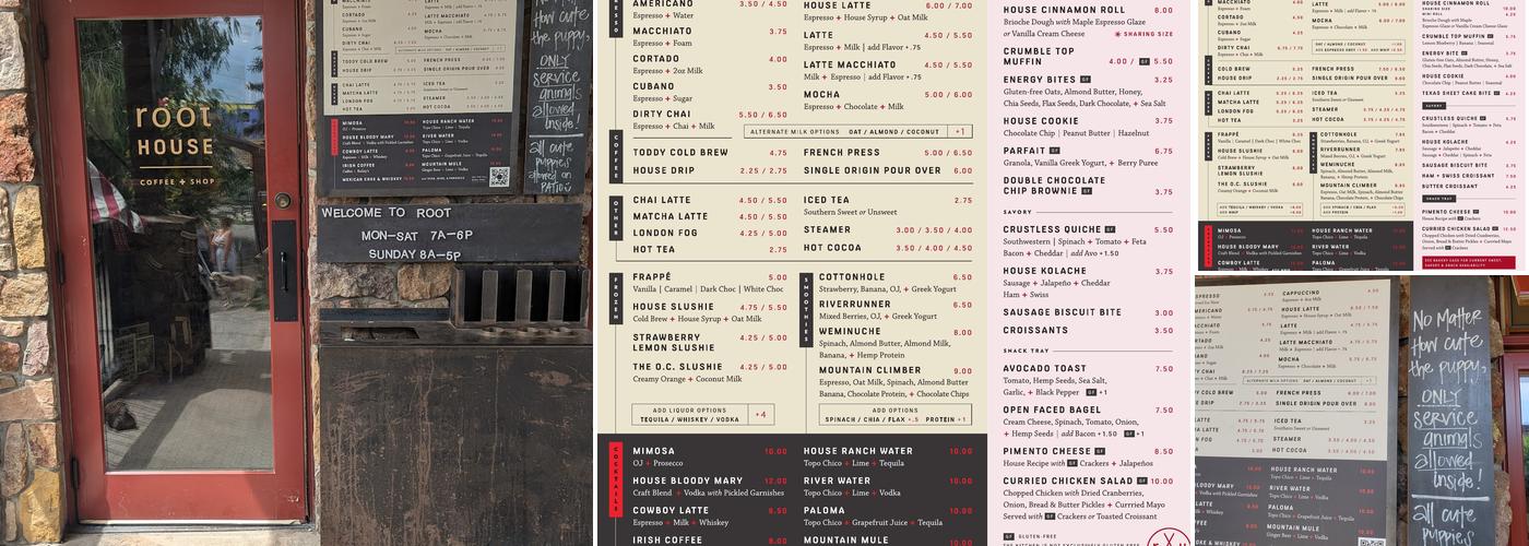 ROOT HOUSE coffee + shop Menu