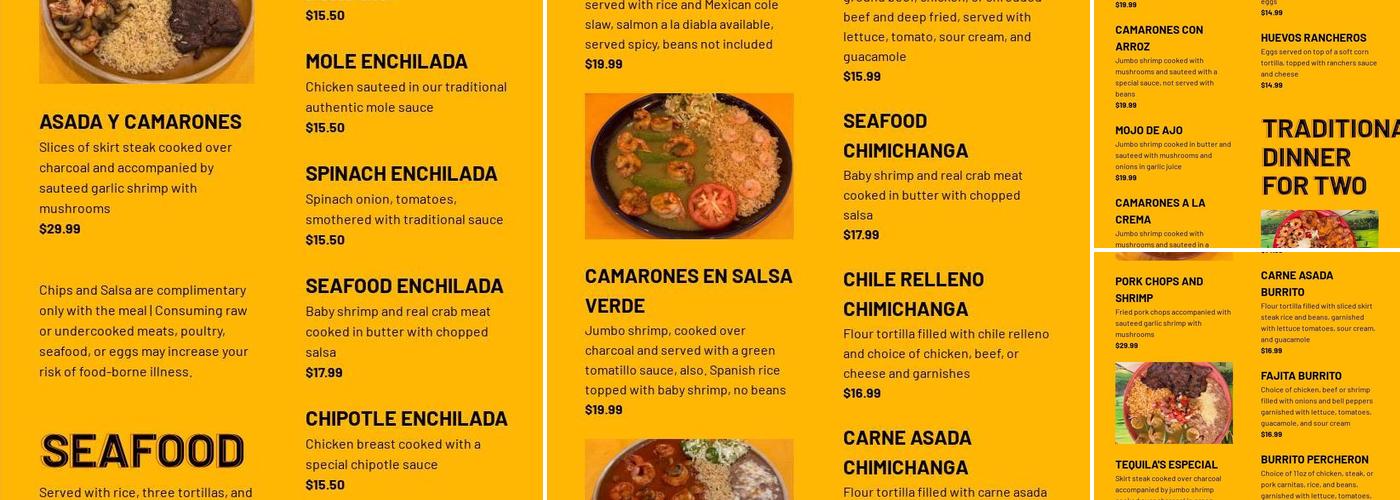 Tequila's Pagosa Menu