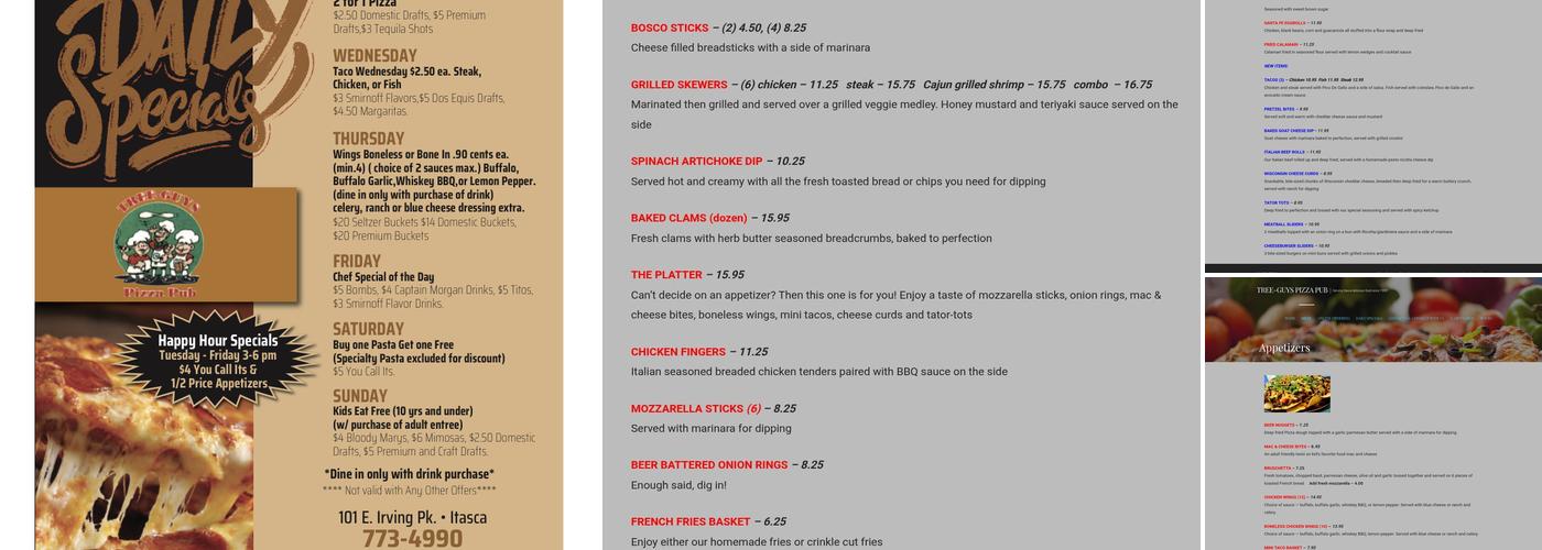Tree Guys Pizza Pub Menu