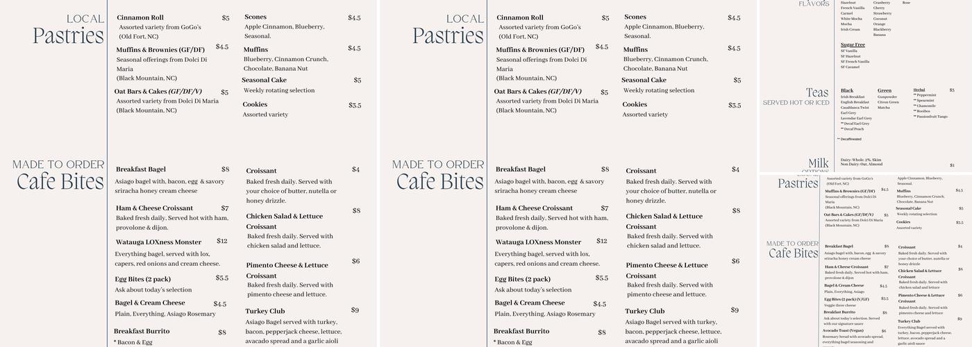 Mountain Grounds Coffee & Tea Co. Menu