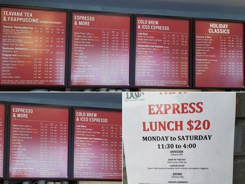 Starbucks Coffee Company Menu