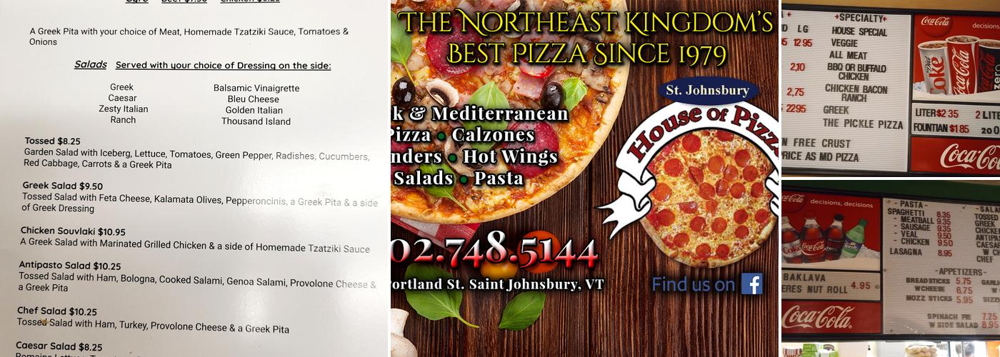 St Johnsbury House of Pizza Menu