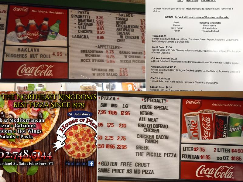 St Johnsbury House of Pizza Menu