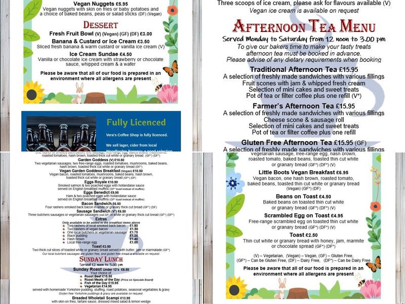 Vera's Coffee Shop Menu