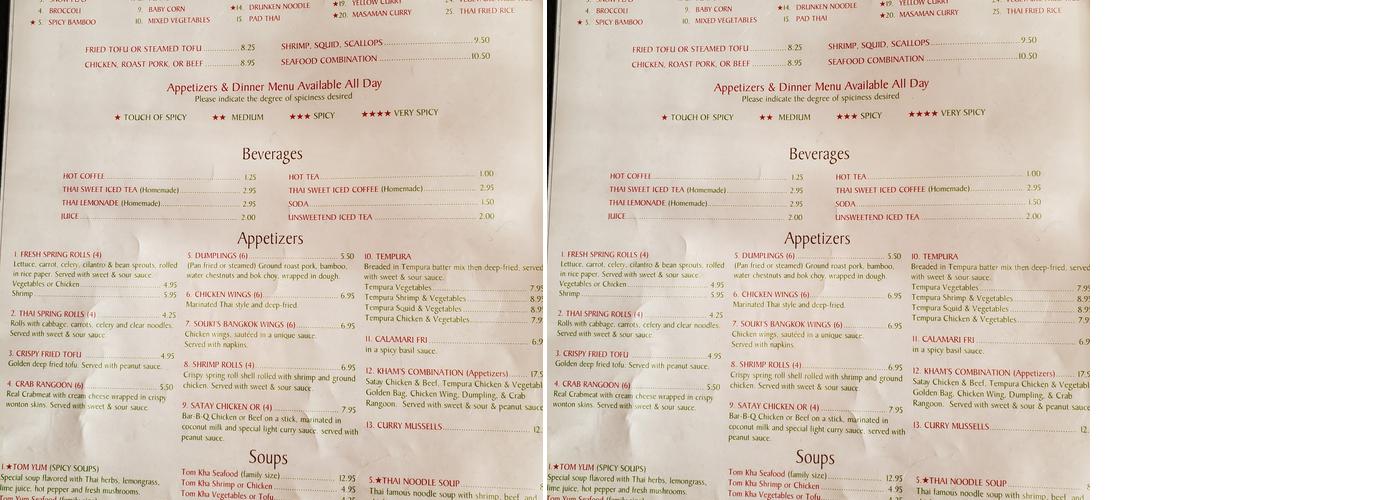 Spoon Thawee Thai Cusine Menu