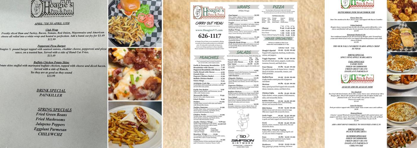 Hoagie's Pizza & Pasta Menu