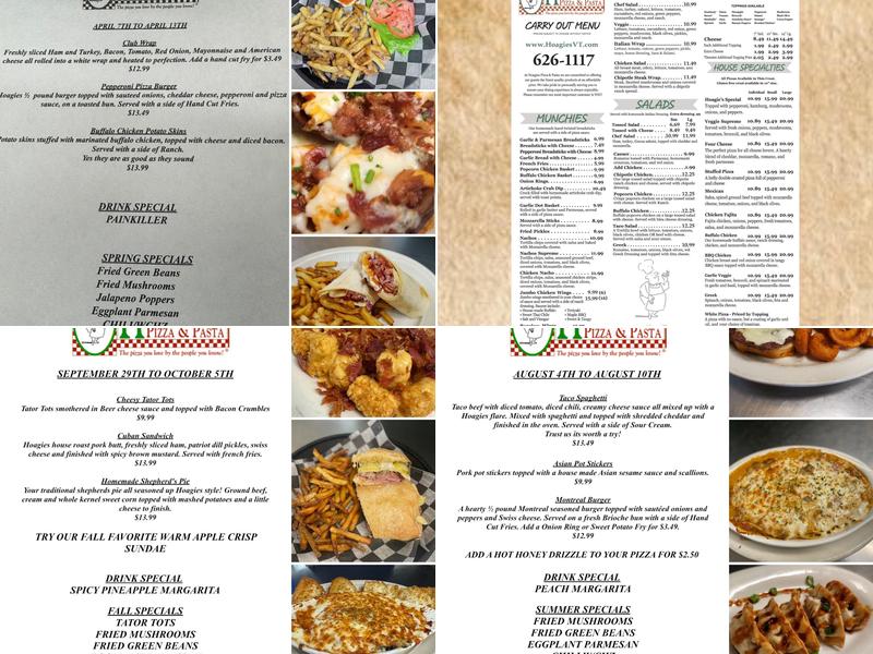Hoagie's Pizza & Pasta Menu