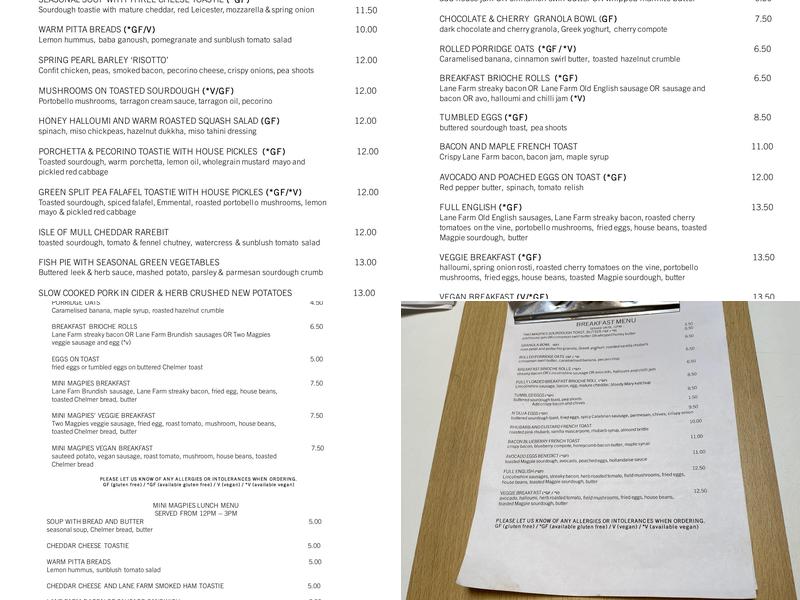 Two Magpies Bakery Aldeburgh Menu