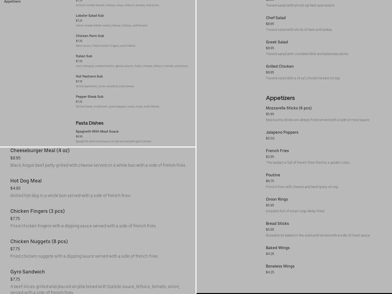 Lyndonville House of Pizza Menu