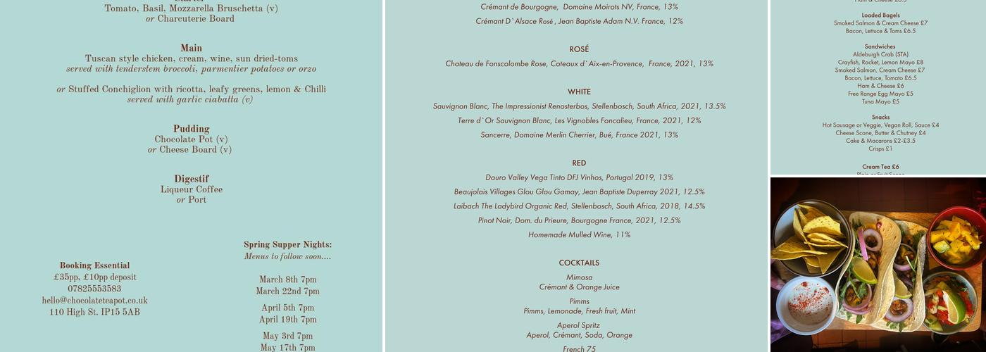 The Chocolate Teapot Menu