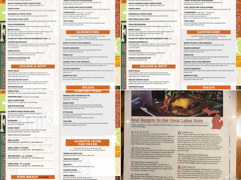 Vienna's Spot Bar & Grill Menu