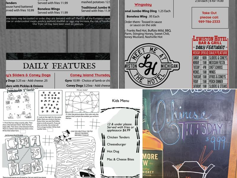 Lewiston Hotel Bar and Grill Menu