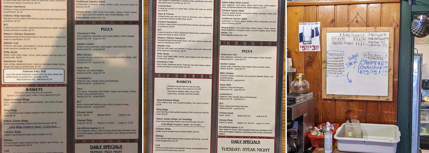 Chauncey's Pub Menu
