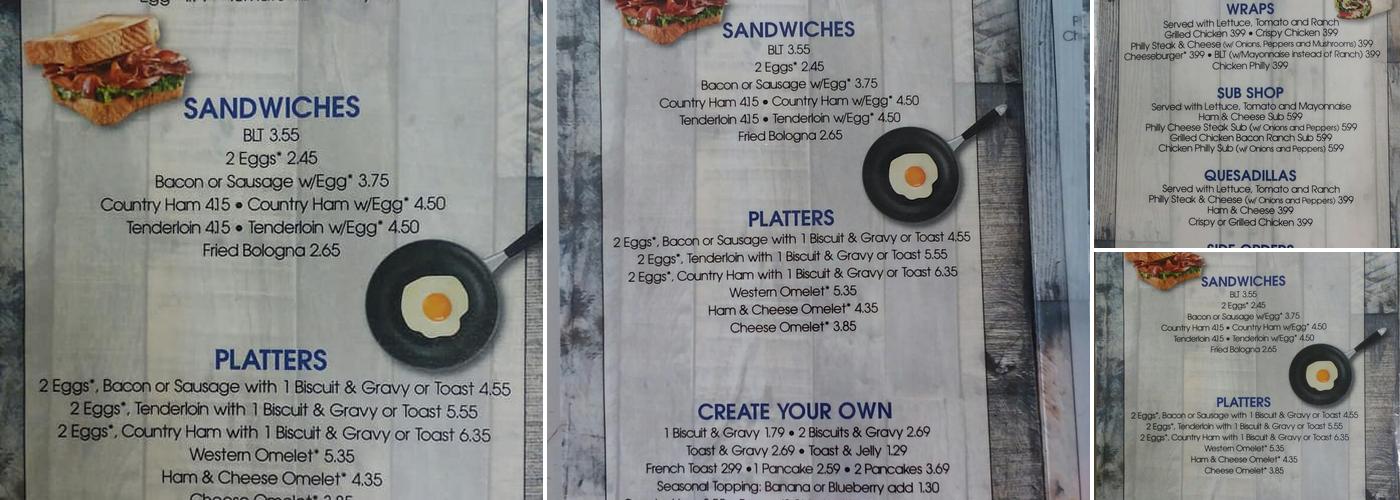 Jen's West Main Cafe Menu