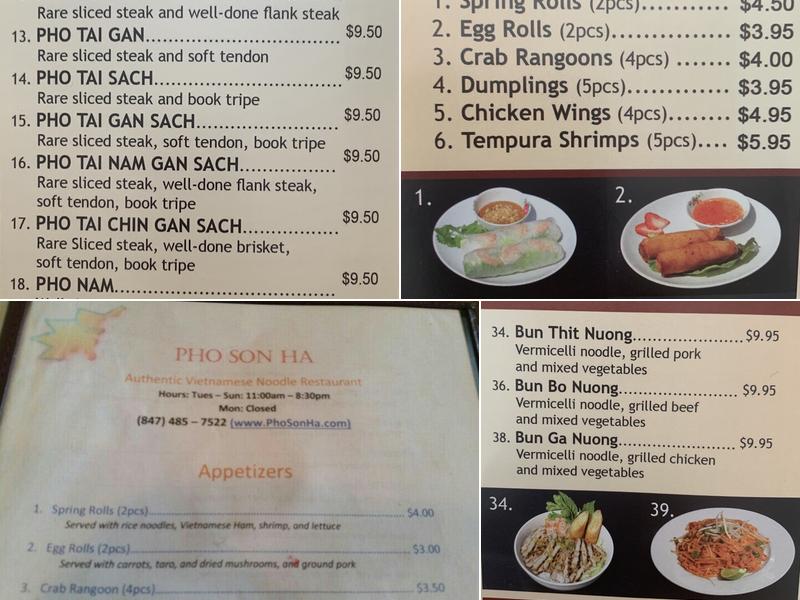 Phở Son Ha Menu