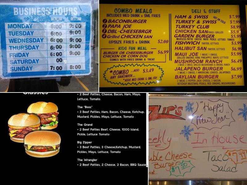 Zip's Drive-in Menu