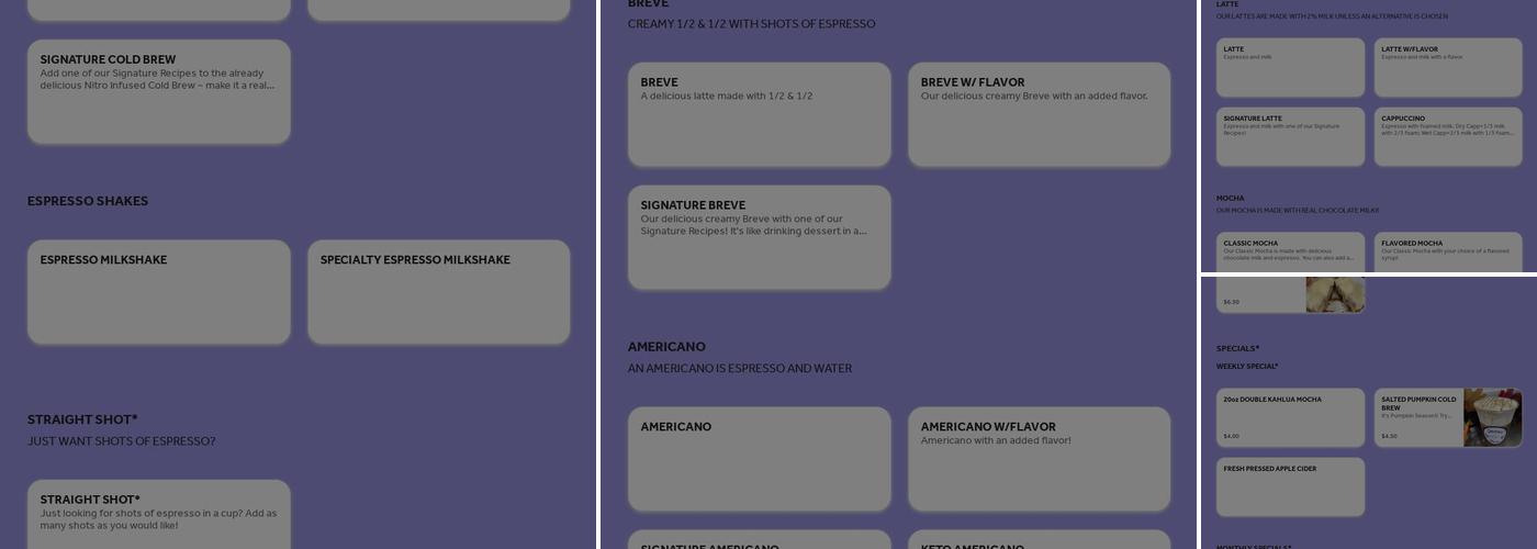 Jamin' Java Drive-Thru Espresso Menu