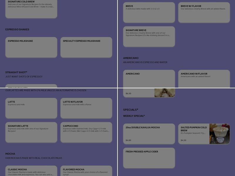 Jamin' Java Drive-Thru Espresso Menu