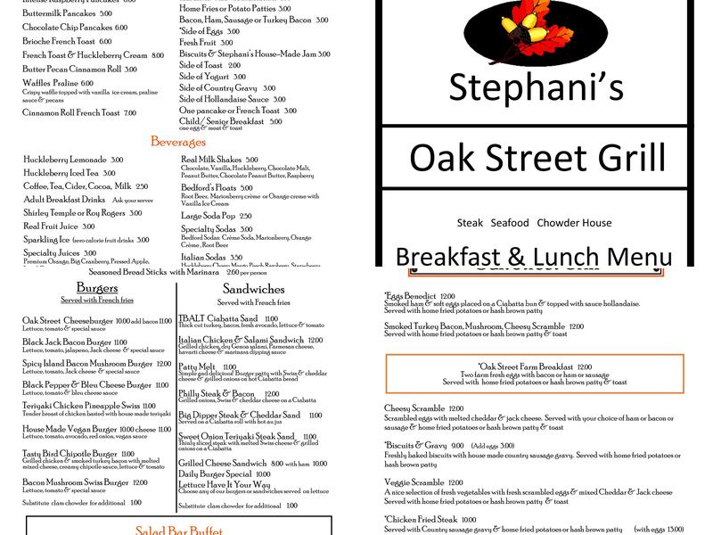 Stephanis Food Company Menu