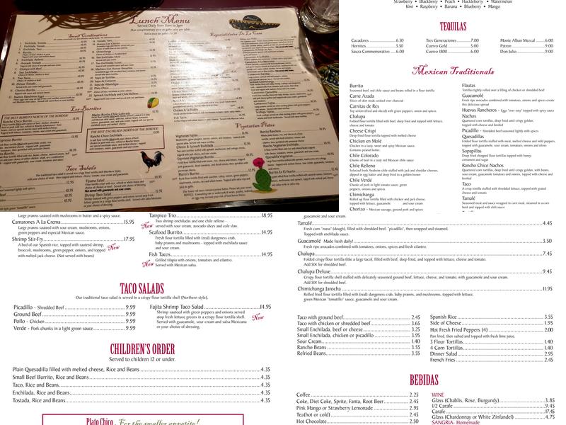 Rancho Chico Menu