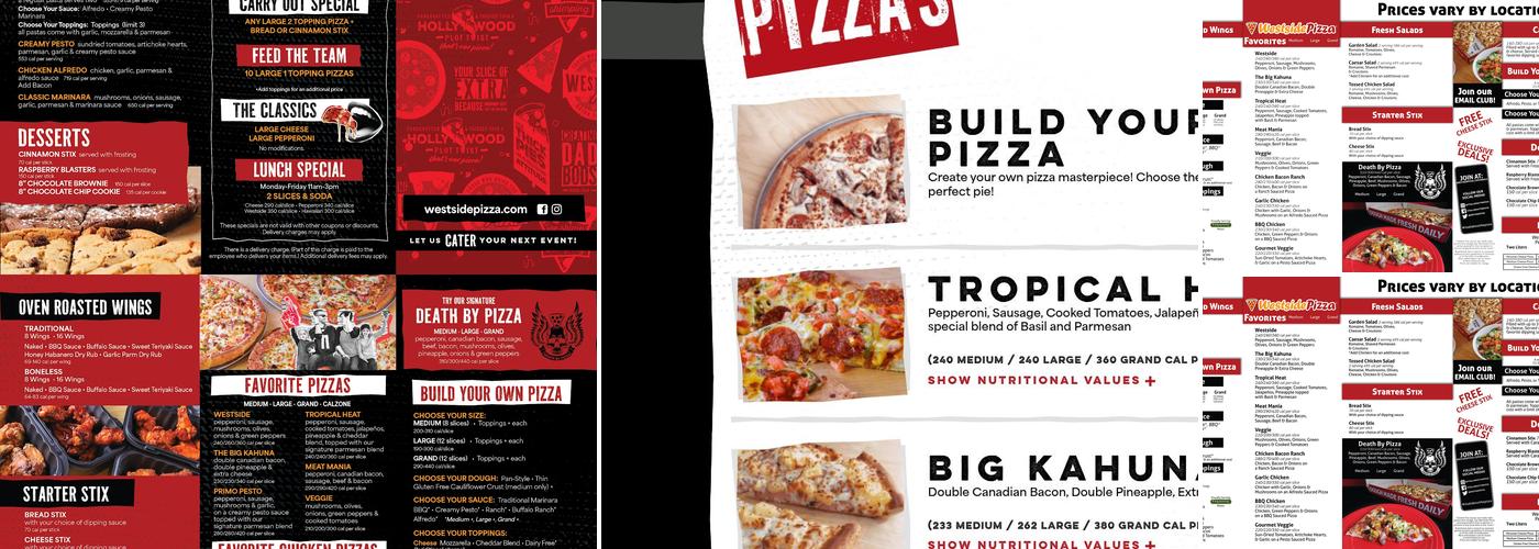 Westside Pizza Menu