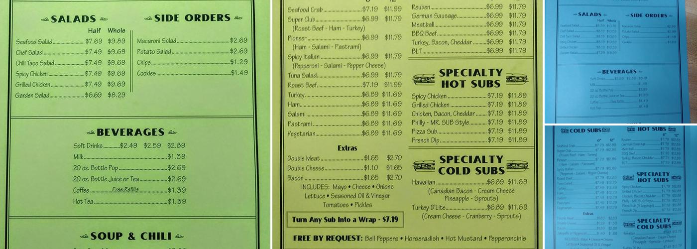 Mr. Sub Menu