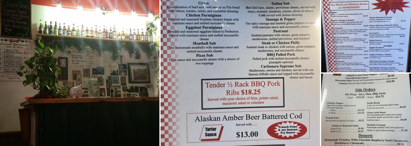 Tony's Italian Eatery Menu